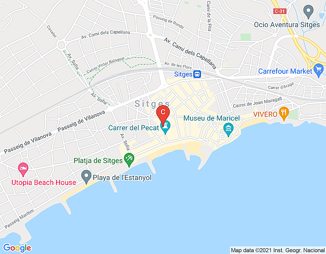 Charming 4-People Vacation Flat on the “Street of Sin” of Sitges map image