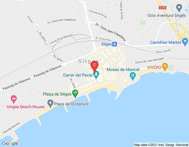 Comfy Holiday Apartment for 3 People on the “Street of Sin” of Sitges map image