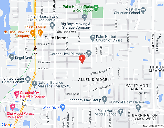 Downtown Palm Harbor Sunshine Retreat w/ Heated Pool & Game Room map image