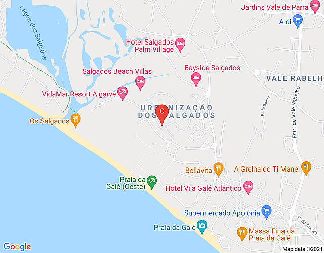 Albufeira,  Herdade dos Salgados, Vila das Lagoas, Apartamento 2 Quartos 12B_2D, Piscina,  Praia Sal imagem do mapa