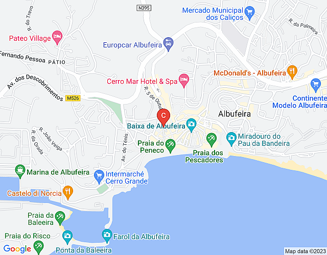 Apartamento T1, Arcos, Baixa de Albufeira, 150m da Praia do Túnel imagem do mapa