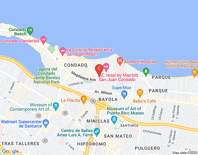*New Property* Puerto Rico Living | Recently renovated sleek apartment in the heart of Condado! imagen del mapa