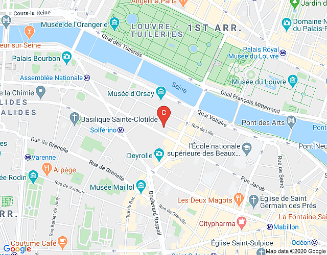 Paris: Hotel Verneuil, Chic Boutique Hotel, in the Saint Germain area of Paris’ 7th Arrondissement map image