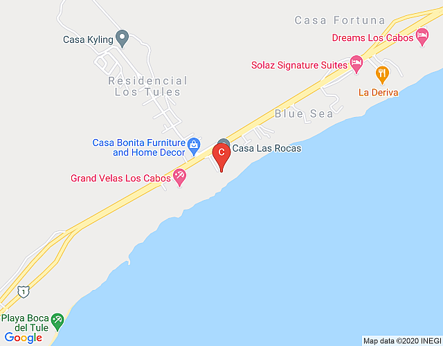 Casa De La Playa Beachfront Villa – Secluded Gem – Cabo Corridor map image