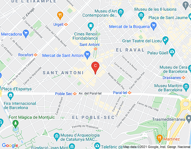 Hermoso apartamento de alquiler por días en la mejor zona de Barcelona, barrio Sant Antoni imagen del mapa