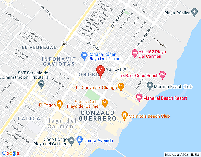En el corazón de Playa del Carmen 2 recamaras By Happy Address map image