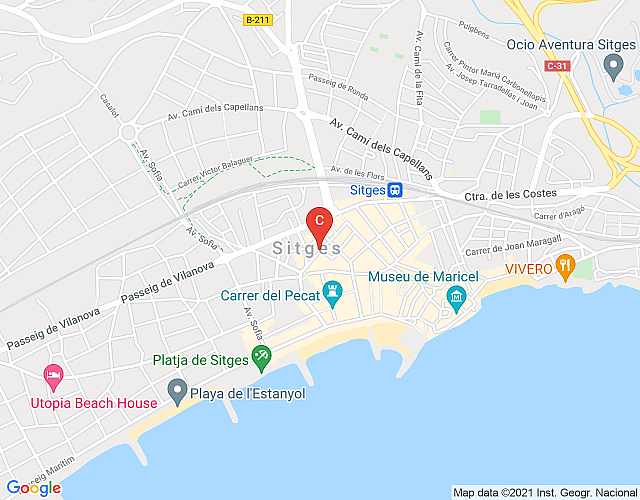 Spacious and cozy apartment for six people located in the center of Sitges map image