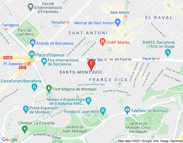 Cozy short-term rental apartment for 5 in Poble Sec Barcelona map image