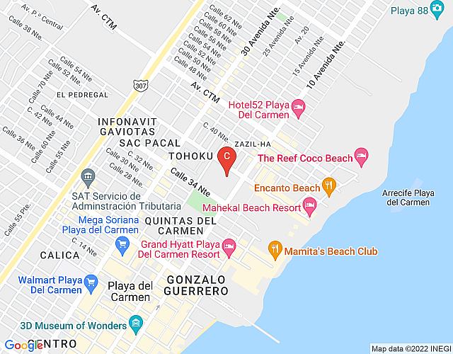 Playa del Carmen 2 bedroom/2 bath condo near beach and 5th Ave by Happy Address map image