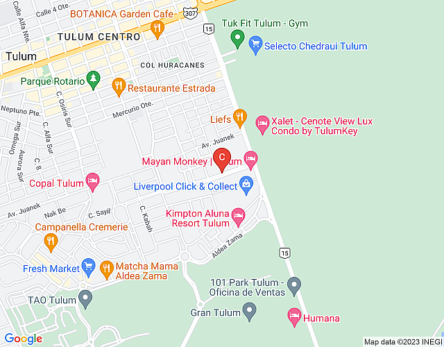 Wonderfull studio in Tulum downtown map image