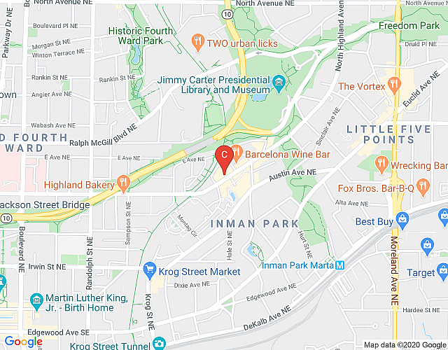 Inman Park Luxury top floor apartment with Pool & Gym map image
