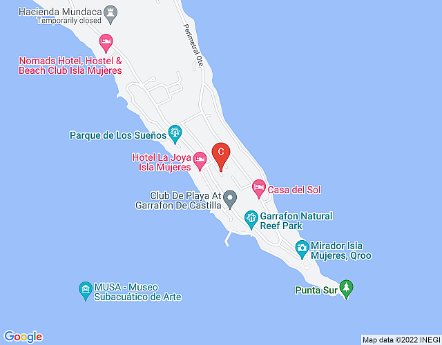 Tortugas Nest – Caribbean ocean front with view of Cancun map image