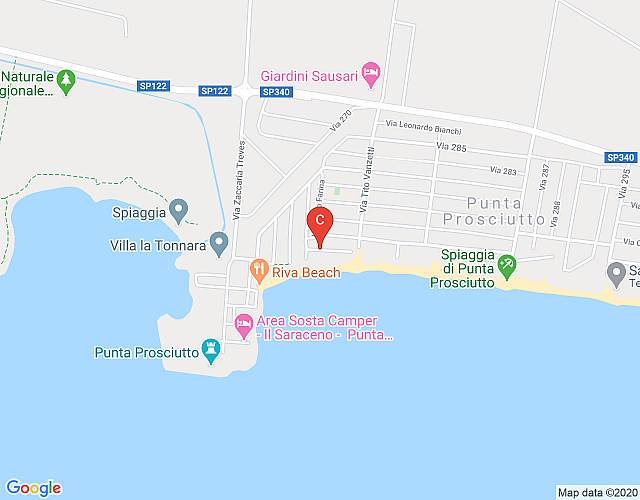 Casa Gino a 70 metri dalla Spiaggia di Punta Prosciutto map image
