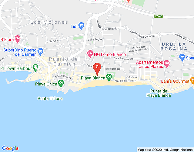 Caleton Blanco – central Puerto Del Carmen map image
