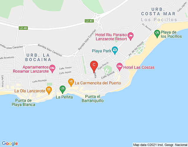 Villa Manuela in Puerto del Carmen, Lanzarote map image