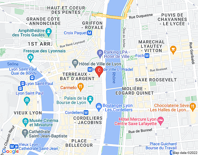 Belle Vue – Balcon et vue sur Rhône- proche Opéra Lyon map image