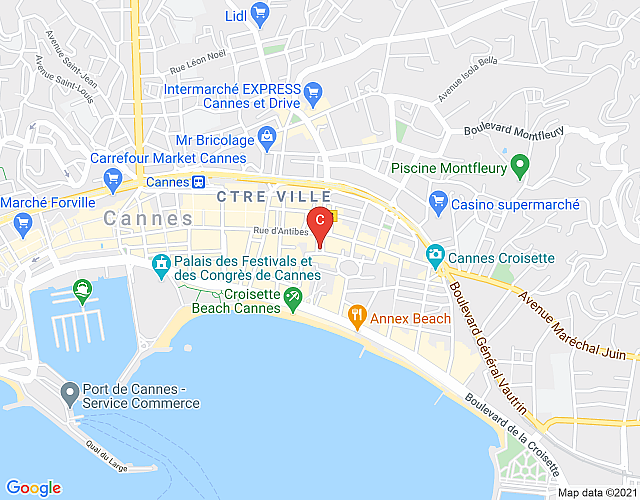 La Guitare 22 – Spacious 1 BR apartment in the center of Cannes, right behind Grand Hotel map image