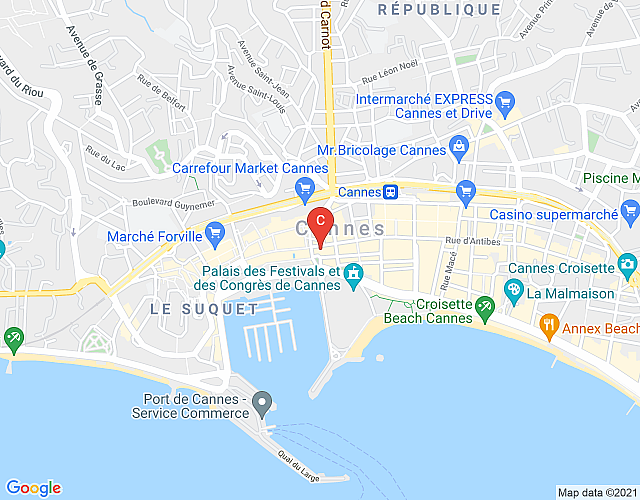 Laure Penthouse – Designer flat on the last floor with sea view, 2 min from Palais de Festivals map image