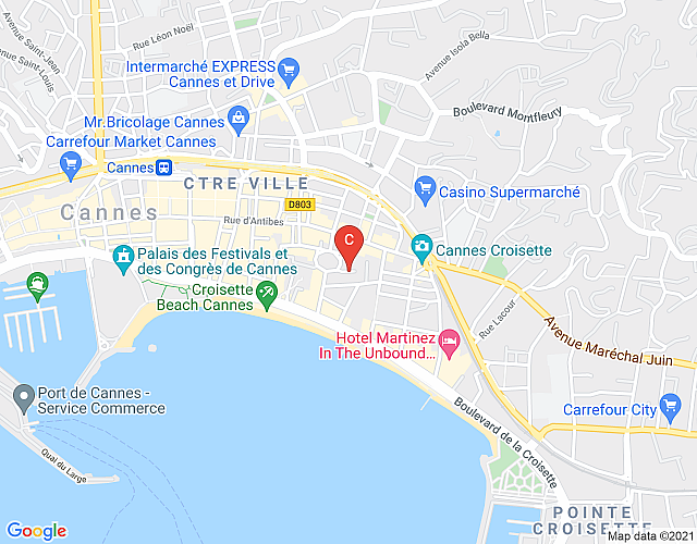 Marriot Annex- 3 bedroom apartment in Cannes next to La Croisette and the beach map image