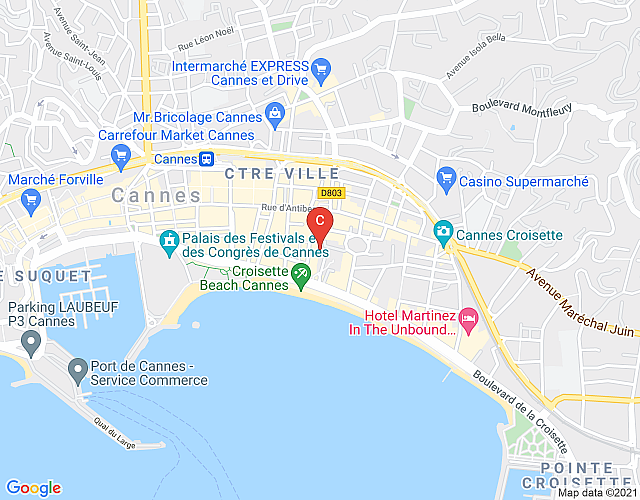 Grand Hotel Cormoran – 2 bedroom apartment located in well-known residence on La Croisette map image