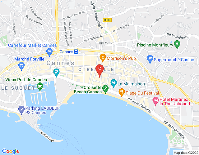 Andre II – Perfectly located nice apartment in Cannes City Center close to La Croisette map image
