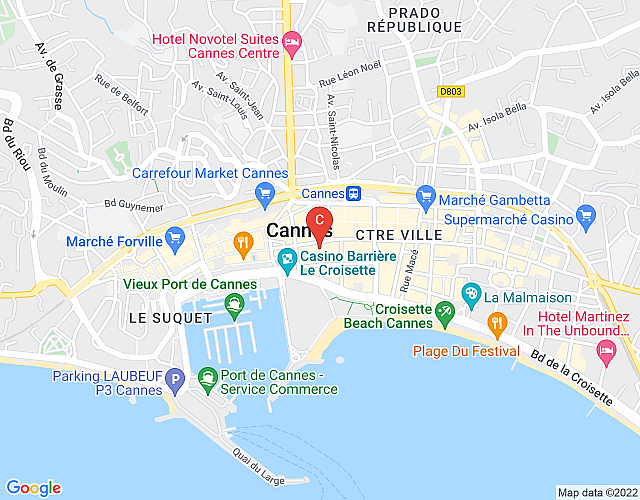 Buttura I – 3 bed/3 bath with terrace, only 1 min walk from Palais des Festival map image