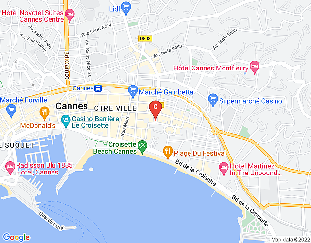 La Guitare 21 –  Cozy studio in center of Cannes, just behind Grand Hotel map image