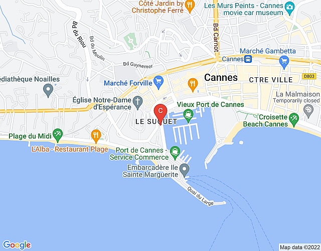 St Pierre 2BR  Penthouse – magic views over the old port of Cannes from magnificent terraces map image