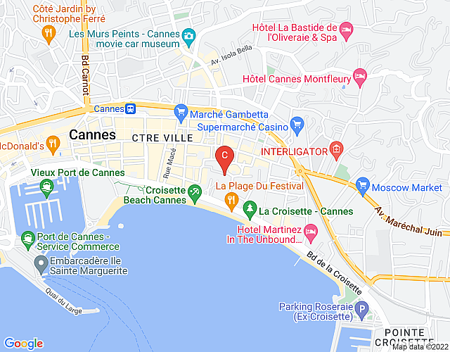 Croisette Garden – Unique apartment with huge private garden on La Croisette Cannes map image