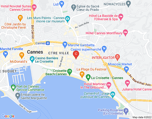 La Guitare 23 – Large modern studio with balcony in center of Cannes, just behind Grand Hotel map image