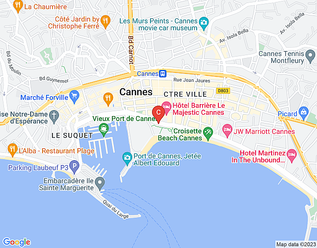 7 Croisette 601 – Beautiful 2 bedrooms apartment in Cannes city center in front of Convention center map image