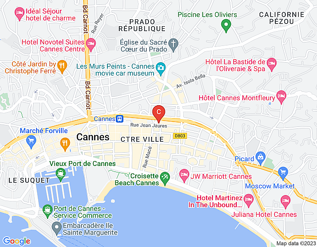 Etoile D’or Duplex: Modern and spacious 3 bedroom duplex in Cannes city centre map image