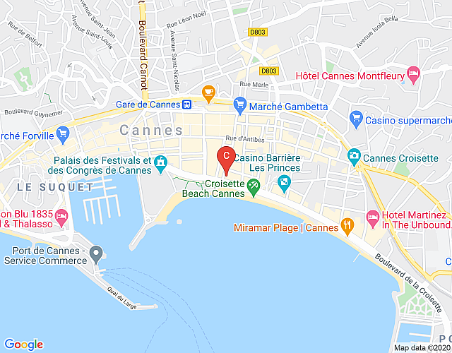 Numa Blanc : amazing apartment facing  the sea / La Croisette and only 2 minutes walk to convention map image