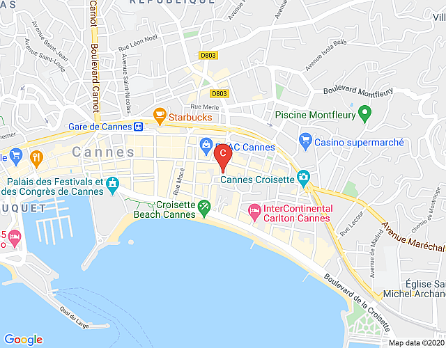La Guitare 32 – Nice, modern studio in center of Cannes, right behind Grand Hotel map image