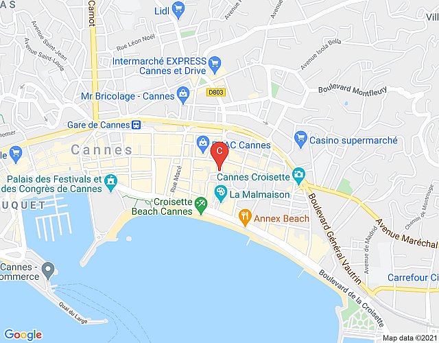 La Guitare 31 – Nice, modern studio in center of Cannes, right behind Grand Hotel map image