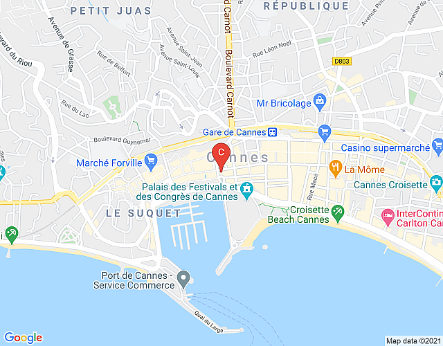 Nicole – Beautiful 2BR with great views over the port, sea and Palais des Festivals map image