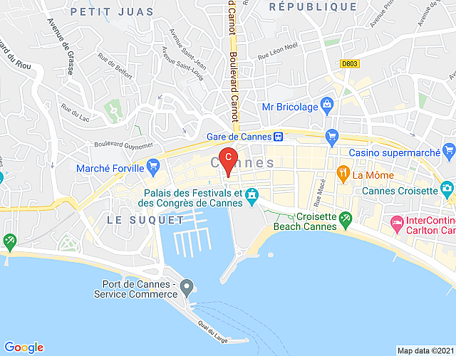 MARTIN – modern 2 BR with view over old Port, 3 min from Palais des Festivals map image