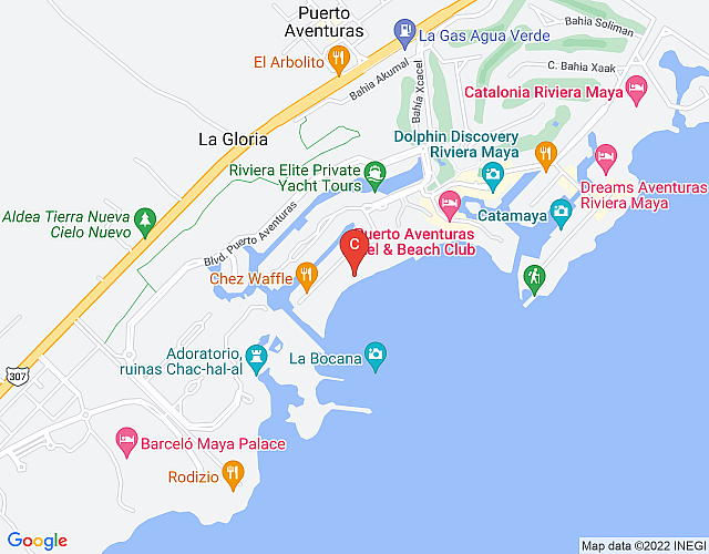 Hacienda Del Mar | 7-15 Suites | Hacienda | Puerto Aventuras map image