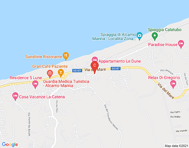 “AL015B – Appartamento 6 posti letto 150m dal mare – Apartments for Rent in Alcamo, Sicilia, Italy” map image