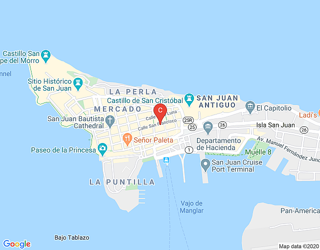 San Francisco Suite | 1 Bedroom in best location in Old San Juan with Plaza View map image