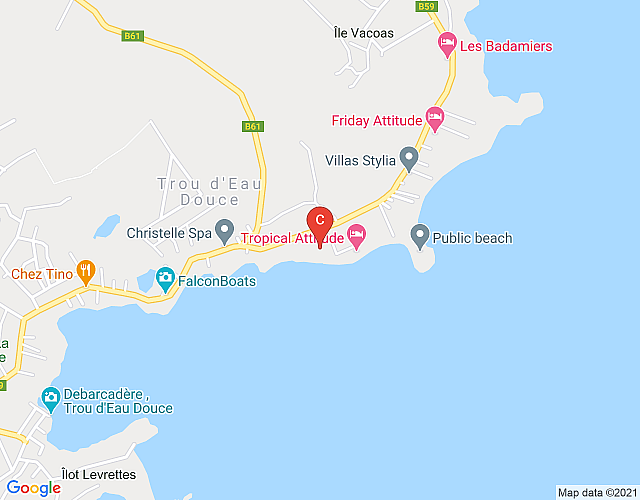 NEW! Cotsta Beachfront villa in Trou d’Eau Douce (South East) map image