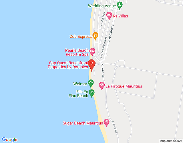 Coho Stunning 2 & 3BR beachfront penthouse & pool in Flic en Flac  (West) map image