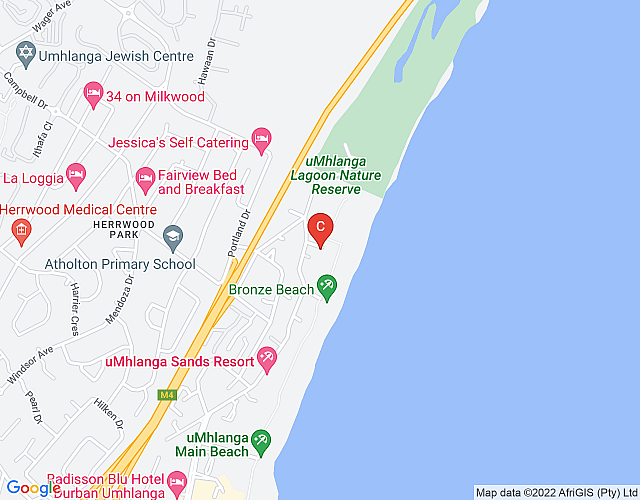 Licorna Beach 50 Umhlanga map image