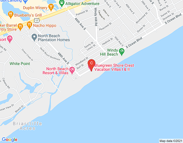 Bluegreen Shore Crest Vacation Villas – North Myrtle Beach – 2BD map image