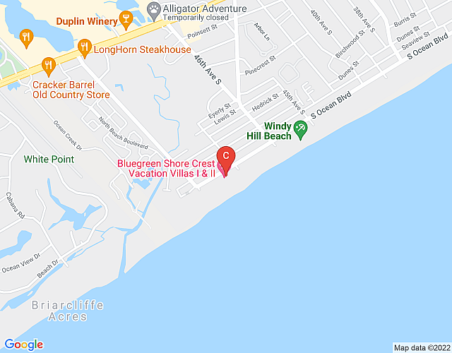 Bluegreen Shore Crest Vacation Villas – North Myrtle Beach – 1BD map image
