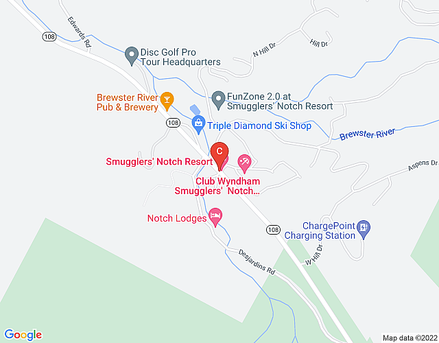 Beautiful hotel in Vermont Smugglers Notch 2 BD Sleeps map image