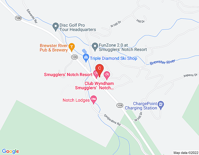 Beautiful hotel in Vermont Smugglers Notch 1BD near Disc Golf Center map image