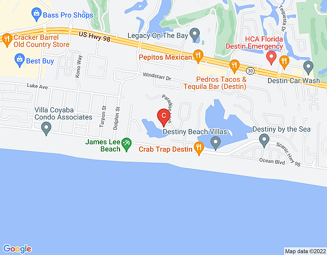 Sandpiper’s Destiny, 3 Bedroom, 3 Bath sleeps 10! Lake front, steps to the beach! map image