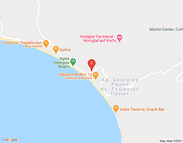 Eleana Ferienwohnung 8 OG – mit Meerblick, direkte Strandlage in Agios Georgios Pagi map image