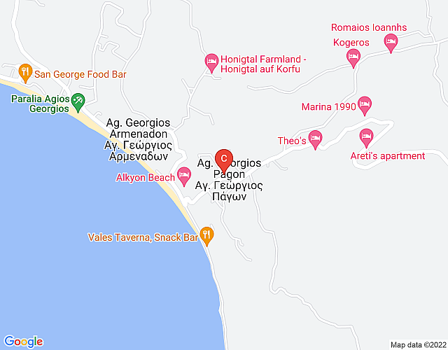 Kostas Ferienwohnung 11 – 300m vom Strand Agios Georgios Pagi entfernt map image